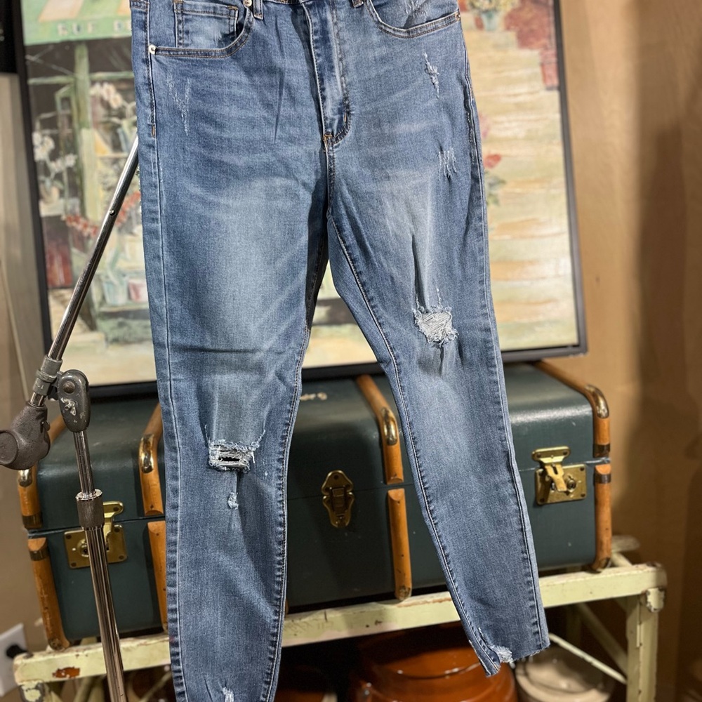 Dex Blue Skinny Distressed Jeans